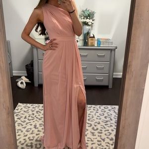 One-Shoulder Chiffon Dress (color: BALLET)